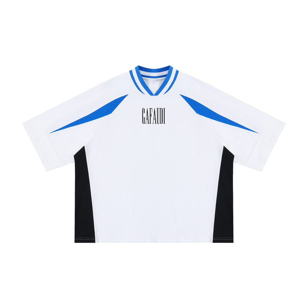 GAFAUDI Unisex Oversized Color Block V-Neck T-Shirt