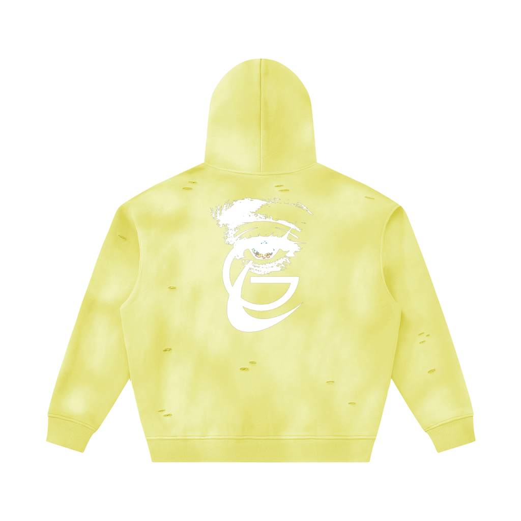 GAFAUDI Unisex Sunfade Frayed Fleece Hoodie