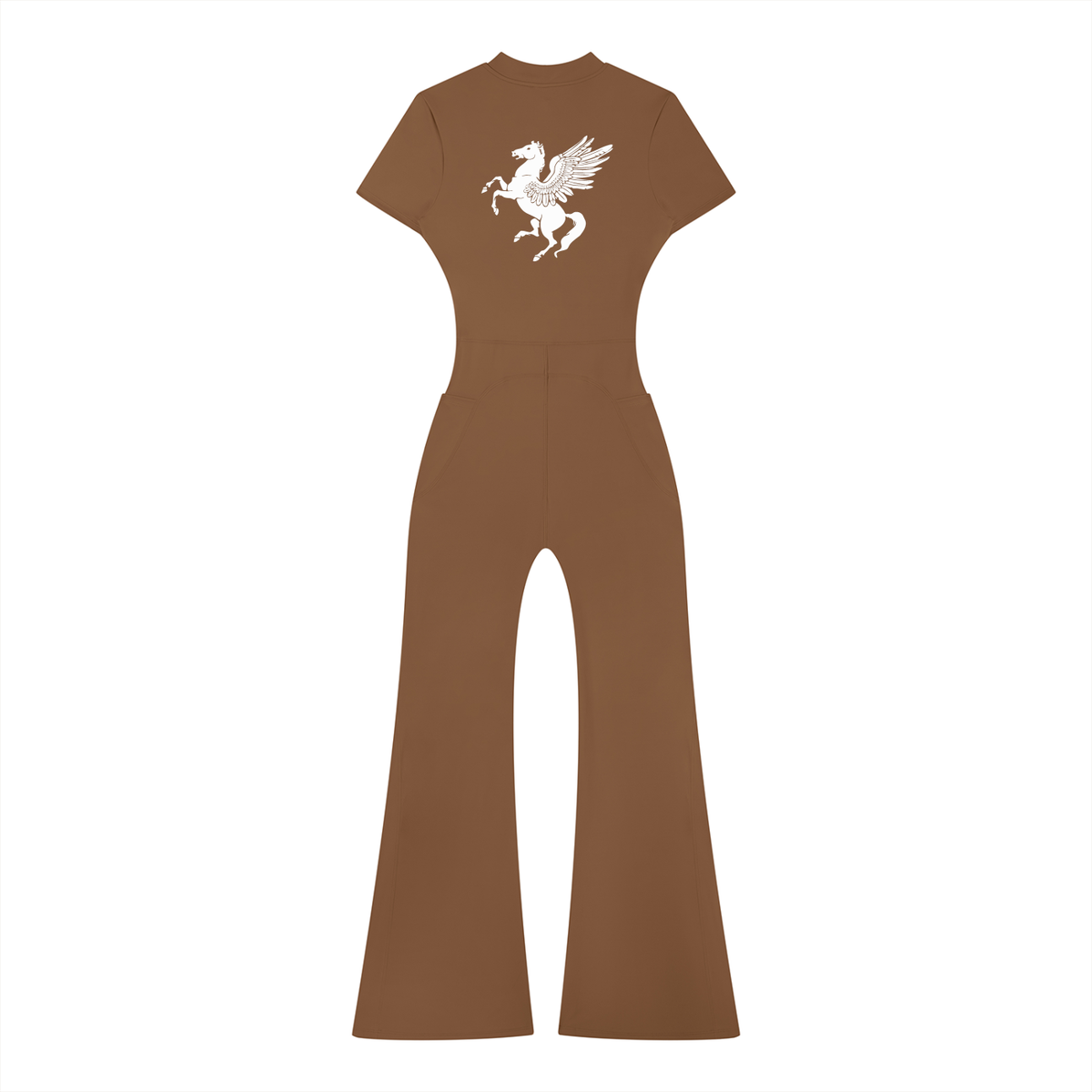 GAFAUDI Women’s Tight Flared Leg Quarter-Zip Jumpsuit