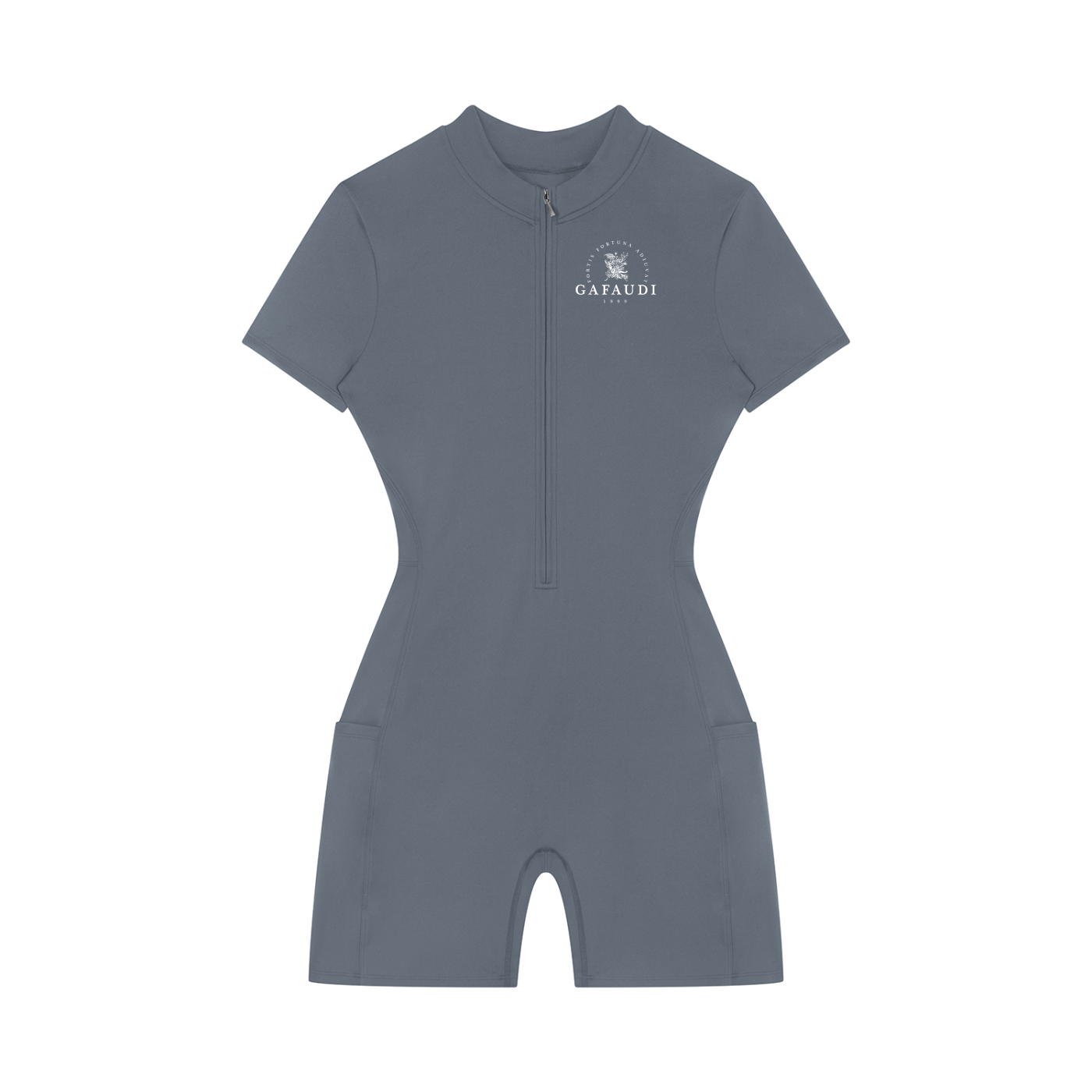 GAFAUDI Women's Quarter-Zip Short Sleeve Romper