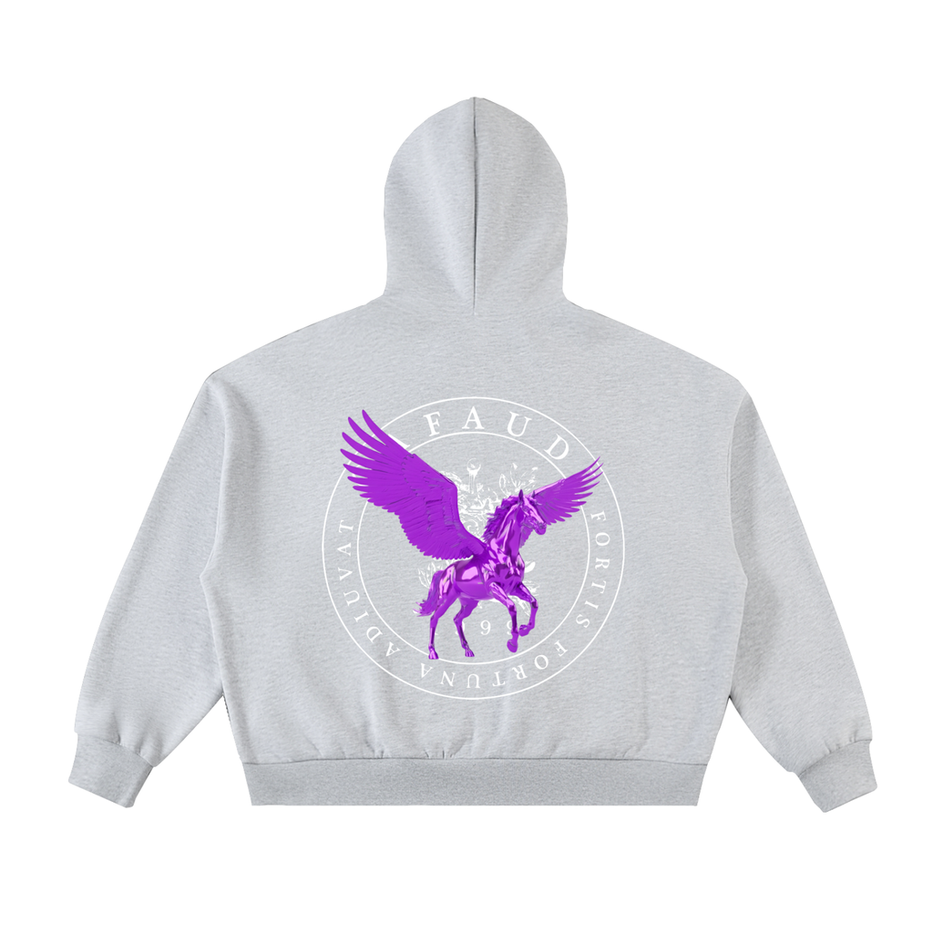 GAFAUDI Fleeced Full-Zip Boxy Hoodie