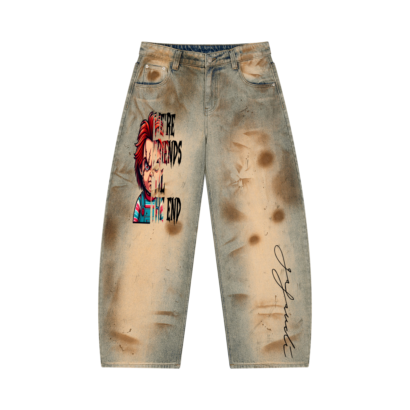 GAFAUDI Men’s Vintage Wash Barrel Leg Jeans