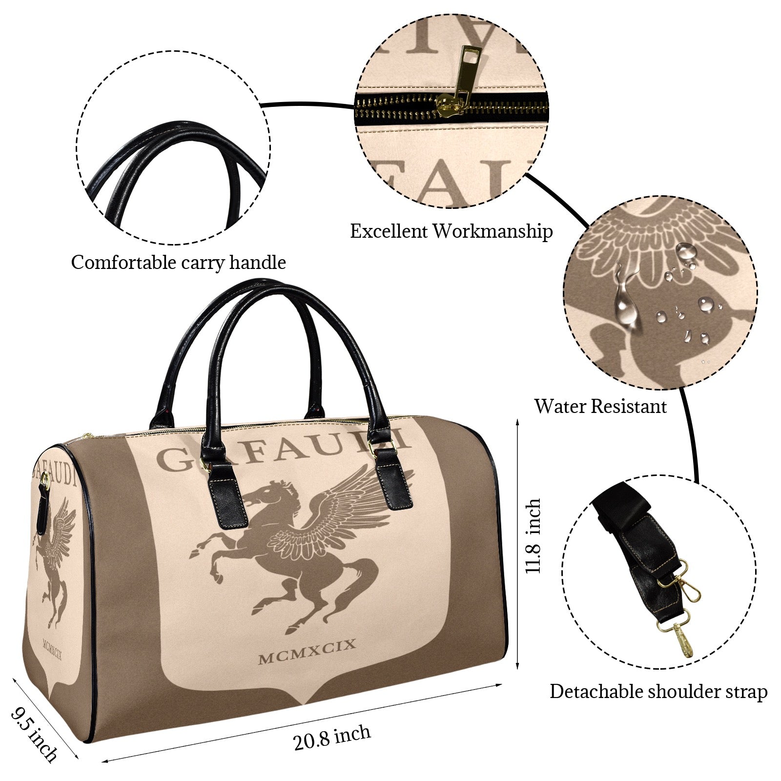 GAFAUDI Leather Travel Bag-Large