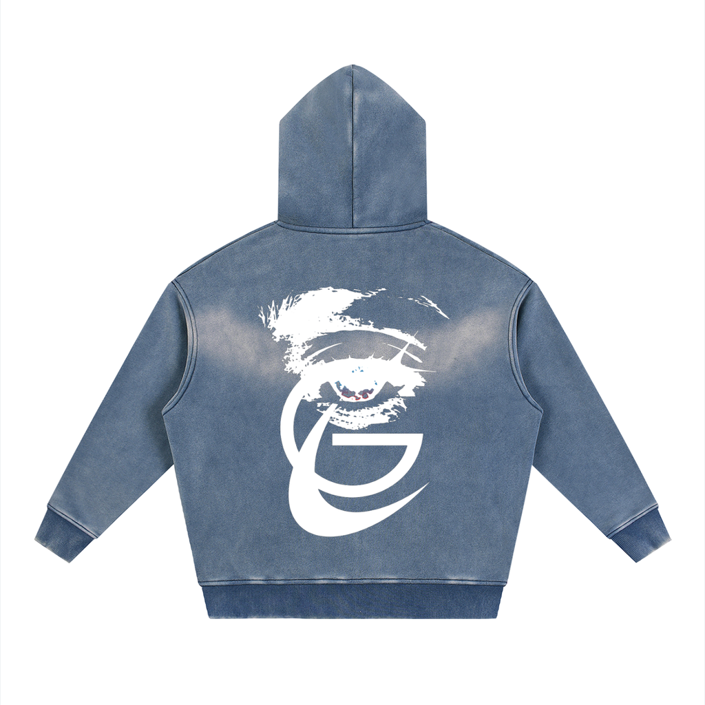 GAFAUDI "Stella Nova" Sunfade Two-way Zipper Boxy Fleece Hoodie
