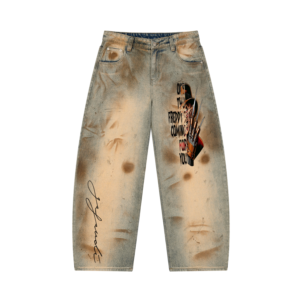 GAFAUDI Men’s Vintage Wash Barrel Leg Jeans