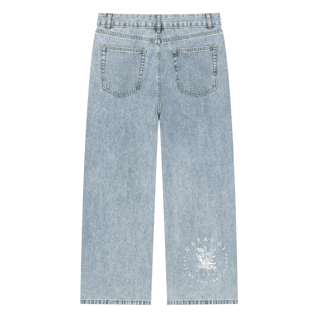 GAFAUDI Unisex Vintage Wash Straight Leg Jeans