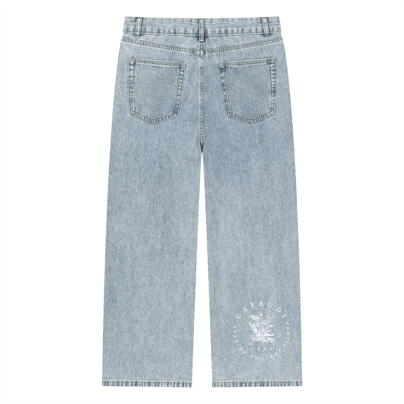 GAFAUDI Unisex Vintage Wash Straight Leg Jeans