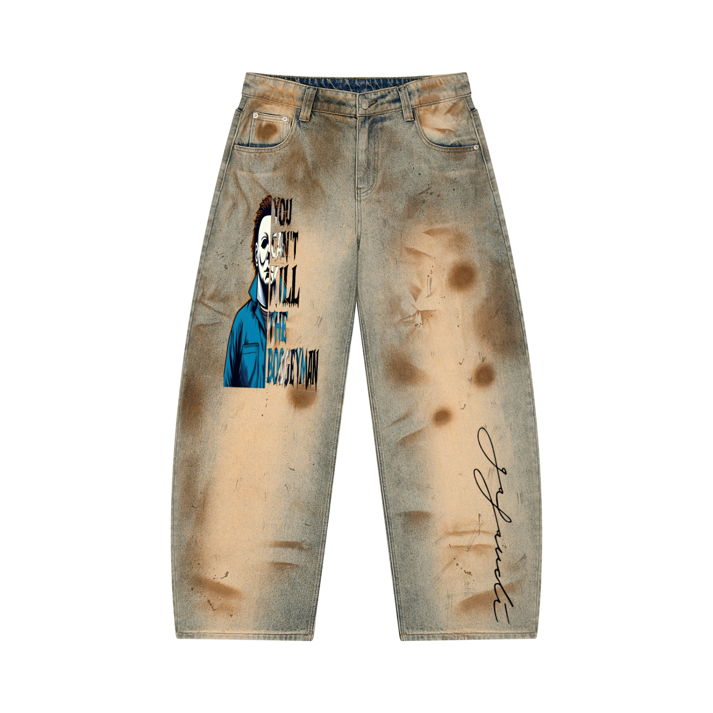 GAFAUDI Men’s Vintage Wash Barrel Leg Jeans
