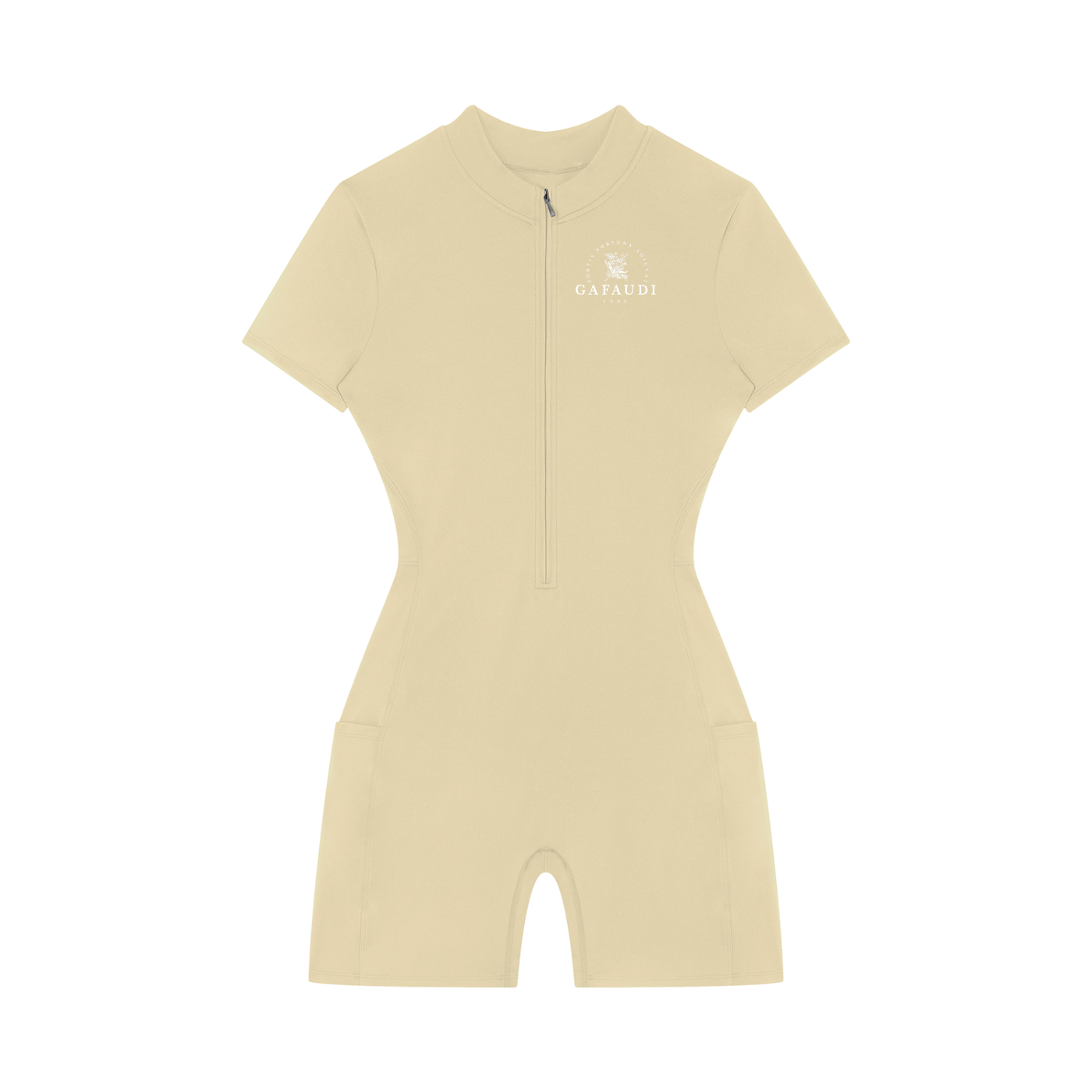 GAFAUDI Women's Quarter-Zip Short Sleeve Romper