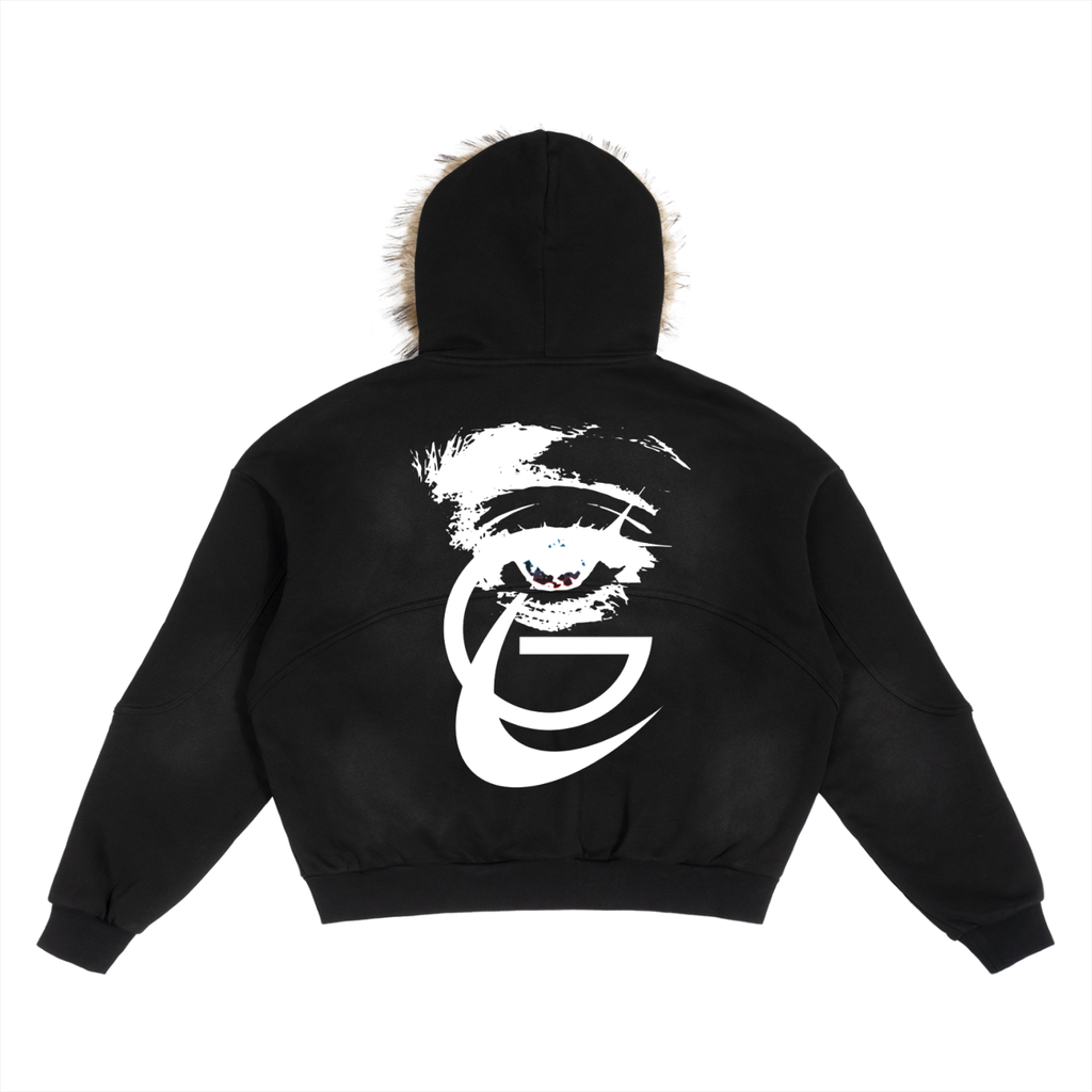 GAFAUDI "Stella Nova" Sun Fade Boxy Detachable Fur Hoodie
