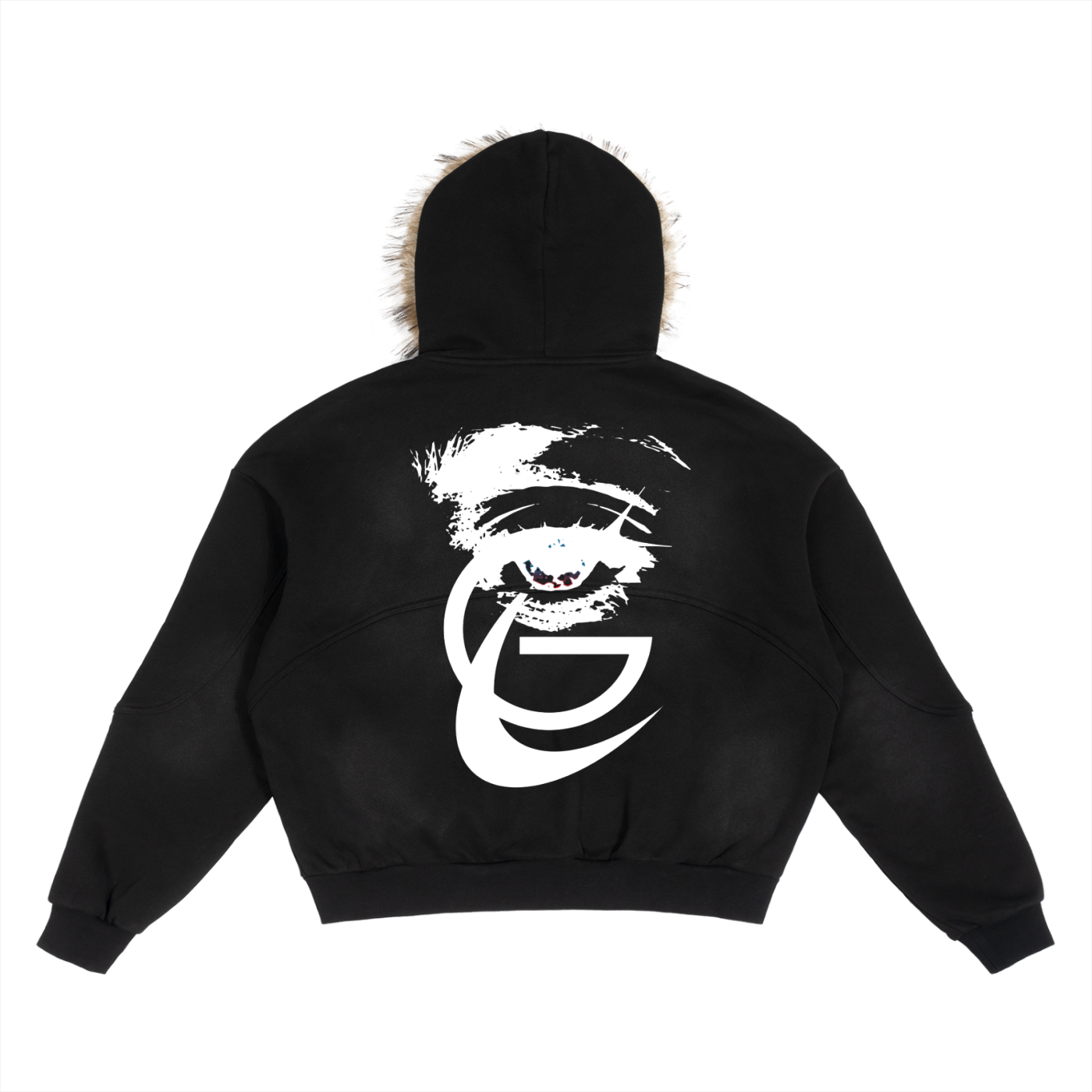 GAFAUDI "Stella Nova" Sun Fade Boxy Detachable Fur Hoodie