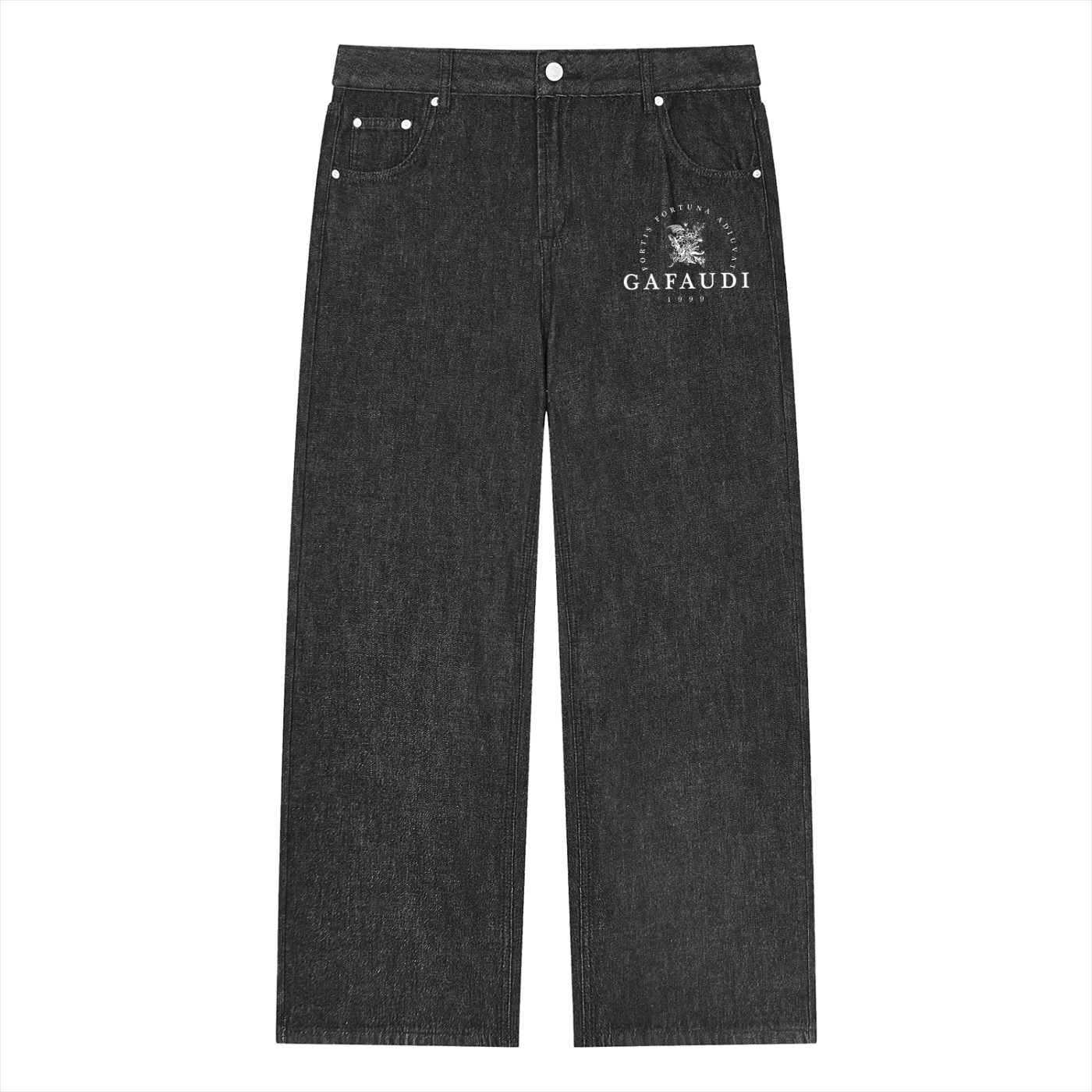GAFAUDI Unisex Vintage Wash Straight Leg Jeans