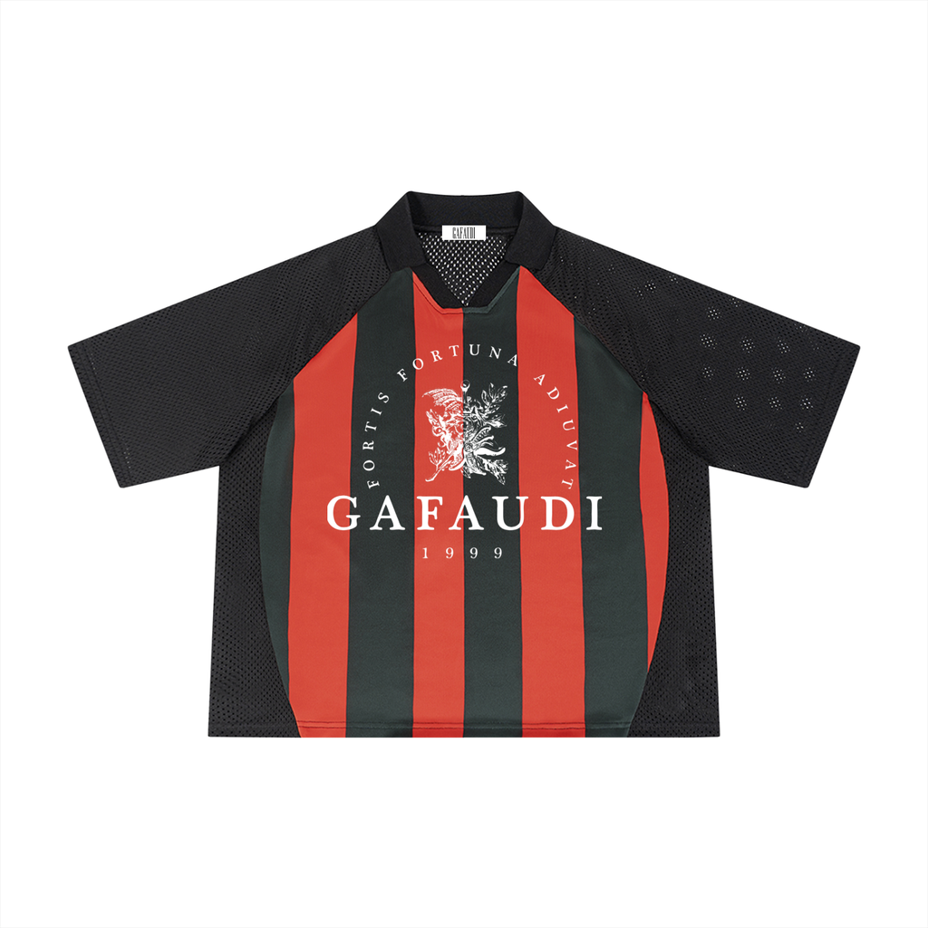 GAFAUDI Unisex Striped Mesh Boxy Soccer Jersey