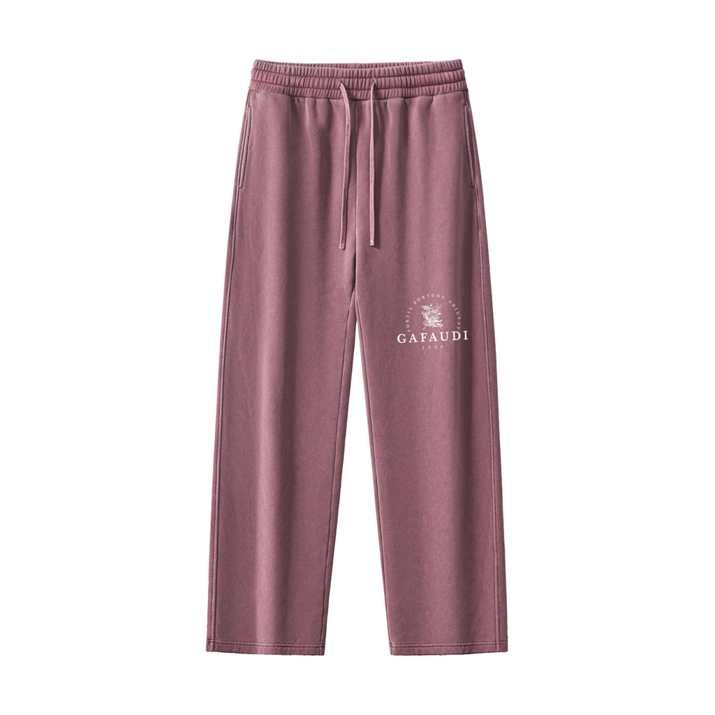 GAFAUDI Frayed Enzyme Washed Fleece Sweatpants