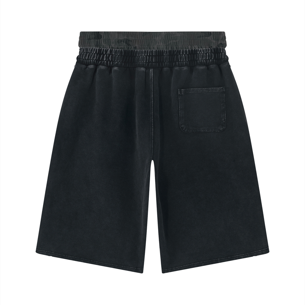 GAFAUDI Unisex Vintage Wash Distressed Wide Leg Shorts
