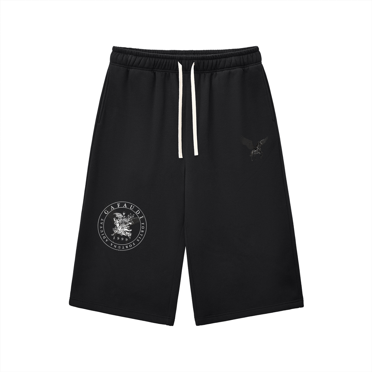 GAFAUDI ASCENSION - OBSIDIAN NOIR Relaxed Drawstring Three-quarter Sweatpants