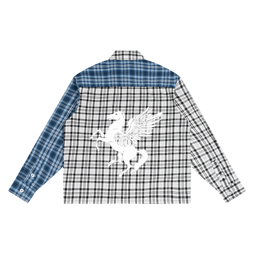 GAFAUDI Unisex Oversized Plaid Color Block Shirt