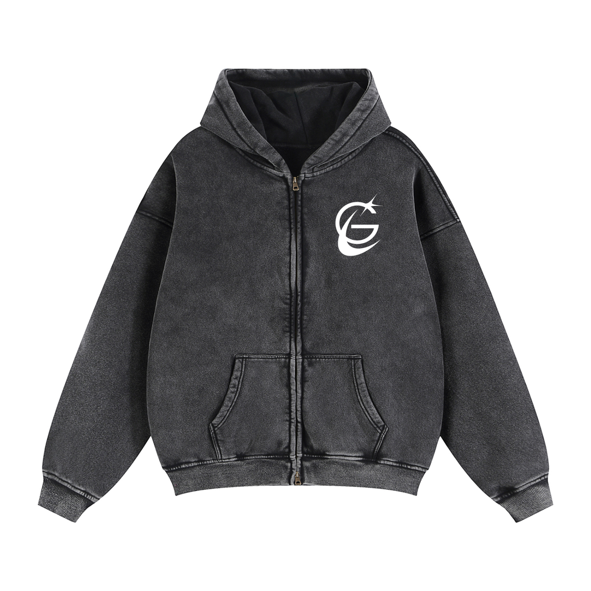 GAFAUDI Zip-Through Boxy Fleece Hoodie