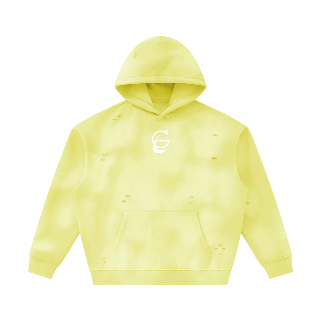 GAFAUDI Unisex Sunfade Frayed Fleece Hoodie
