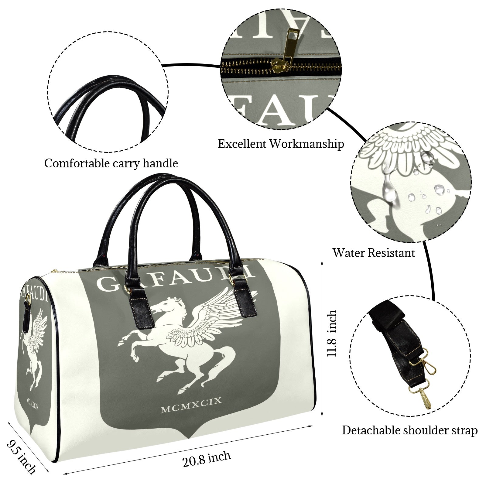 GAFAUDI Leather Travel Bag-Large