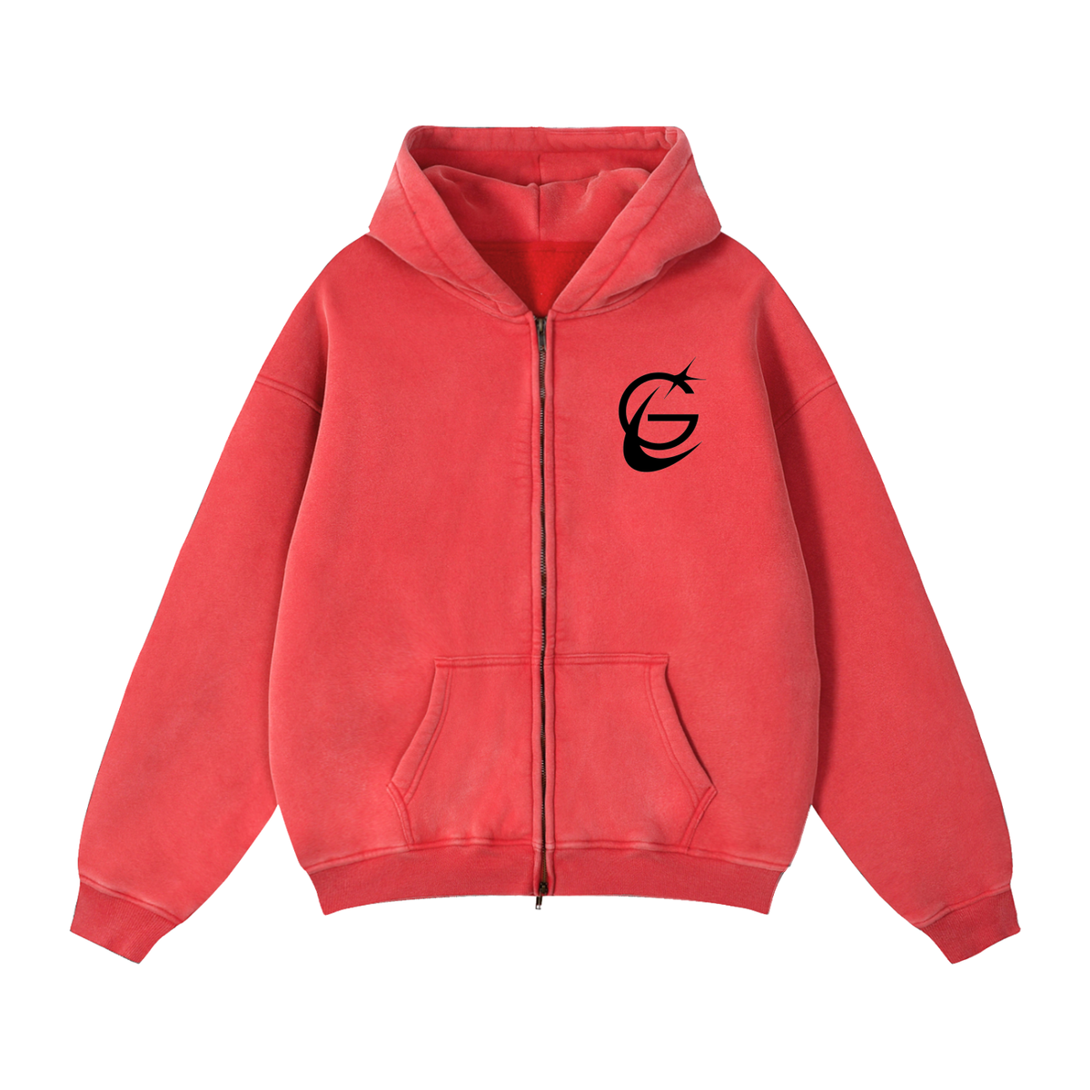GAFAUDI Zip-Through Boxy Fleece Hoodie
