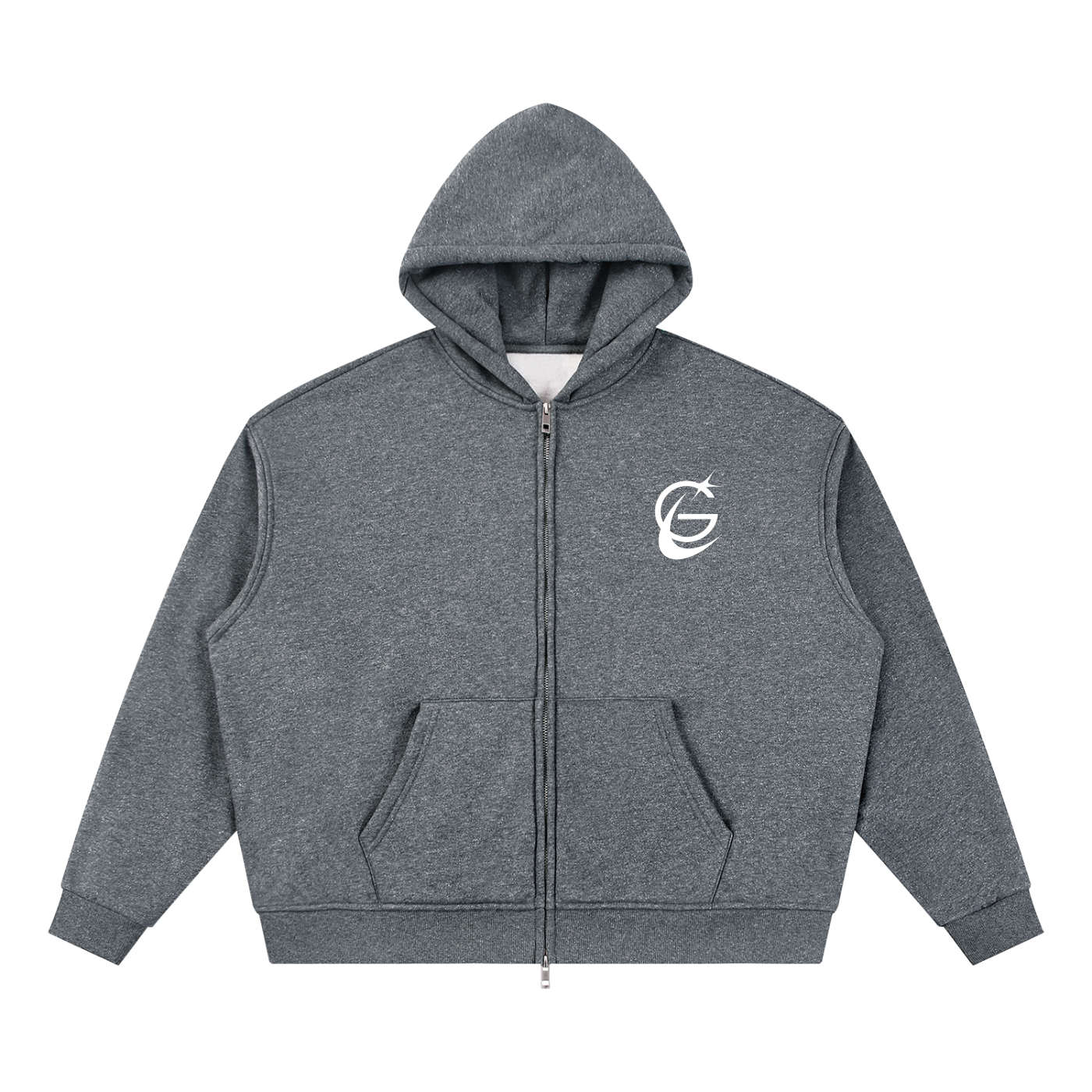 GAFAUDI Unisex Sparkles Full Zip Boxy Hoodie