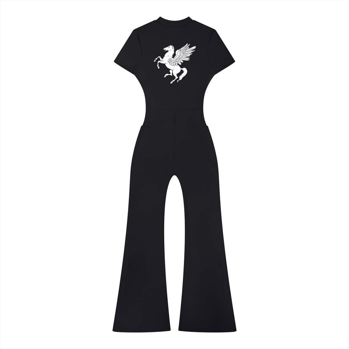 GAFAUDI Women’s Tight Flared Leg Quarter-Zip Jumpsuit