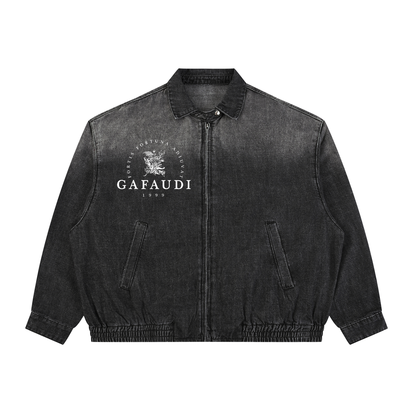 GAFAUDI Unisex Vintage Wash Full-Zip Denim Jacket