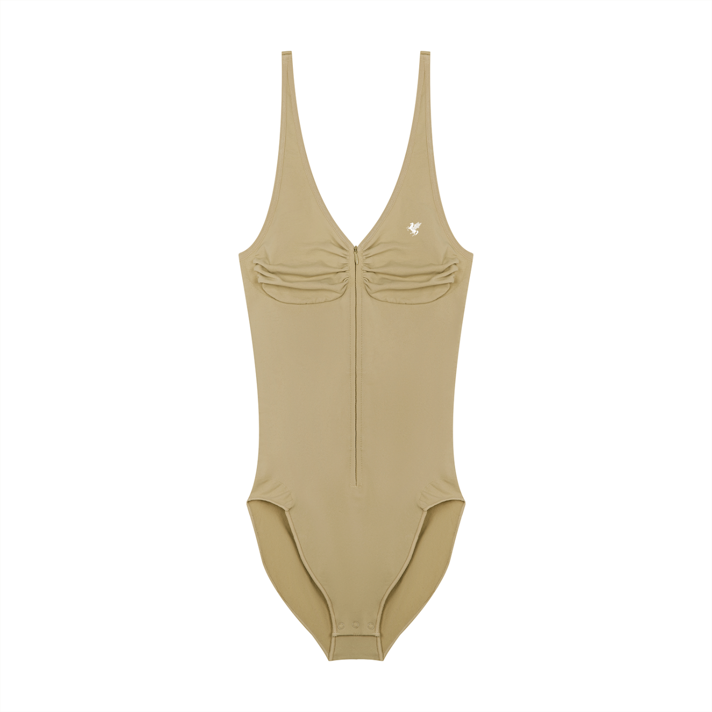 GAFAUDI Women’s Full-Zip Ruched Bodysuit