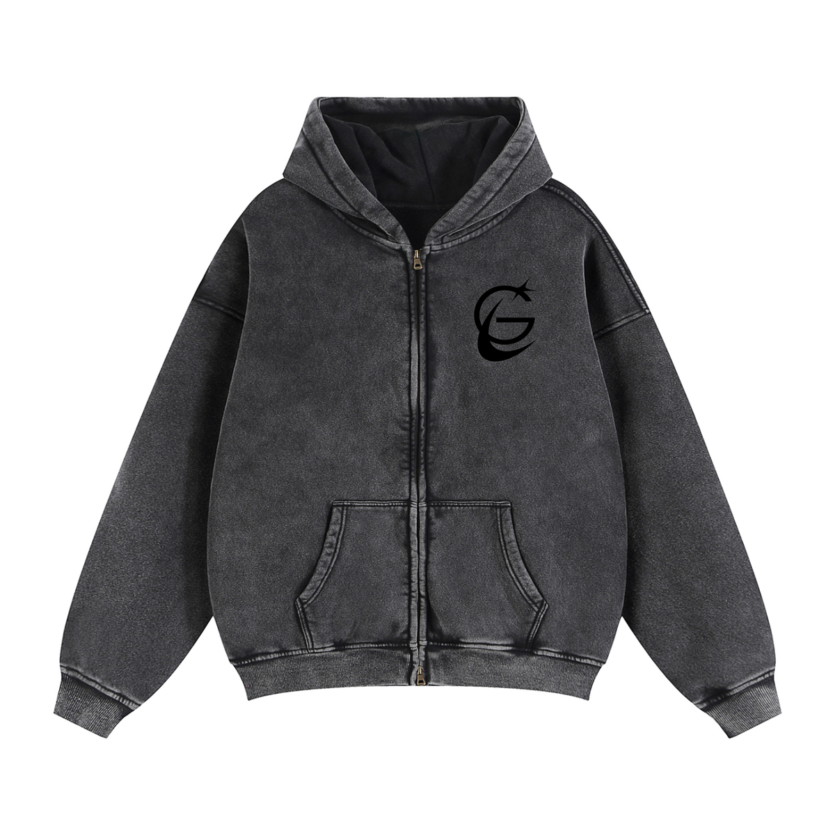 GAFAUDI Zip-Through Boxy Fleece Hoodie