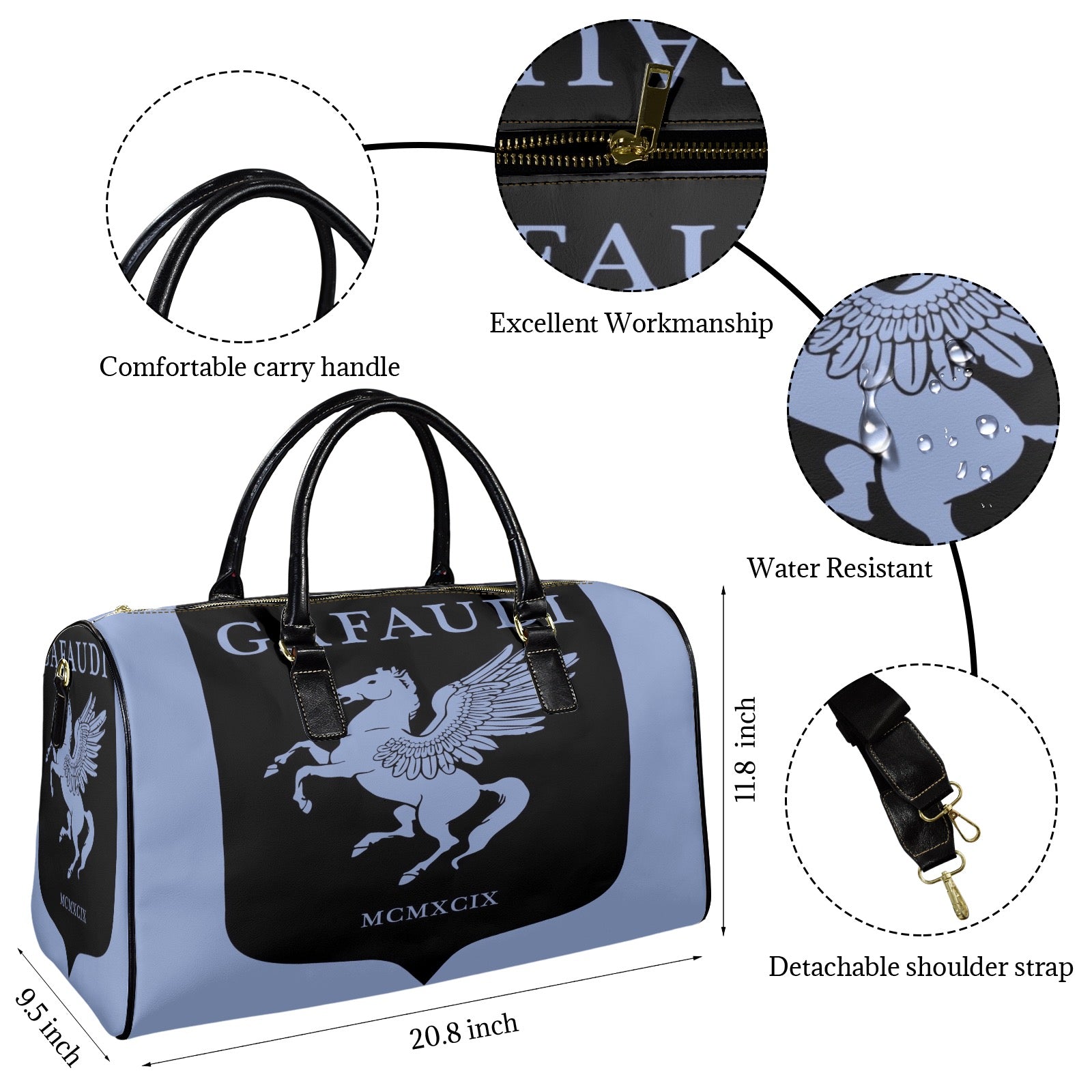 GAFAUDI Leather Travel Bag-Large