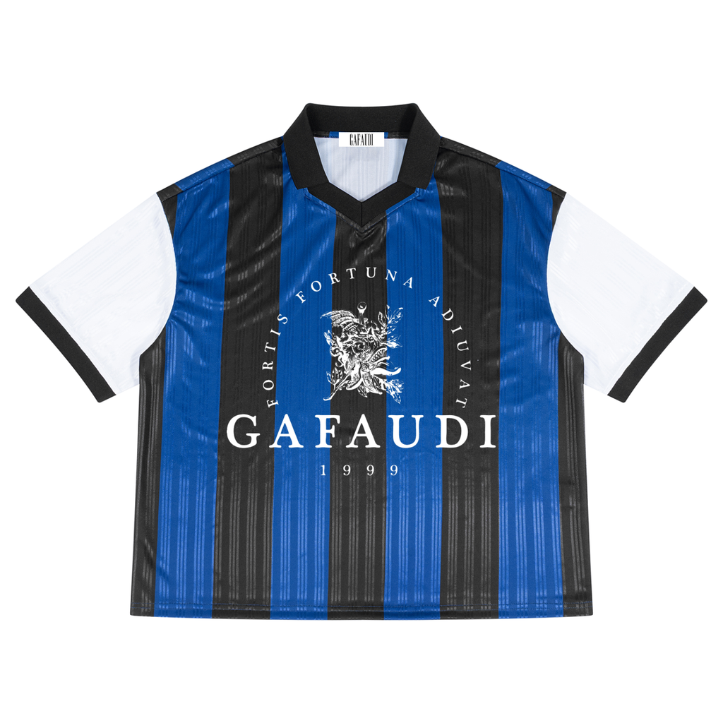 GAFAUDI Unisex Boxy Striped Collared Soccer Jersey