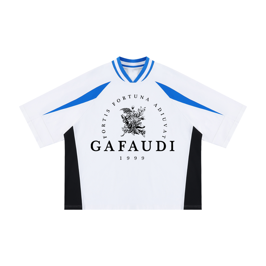 GAFAUDI Unisex Oversized Color Block V-Neck T-Shirt