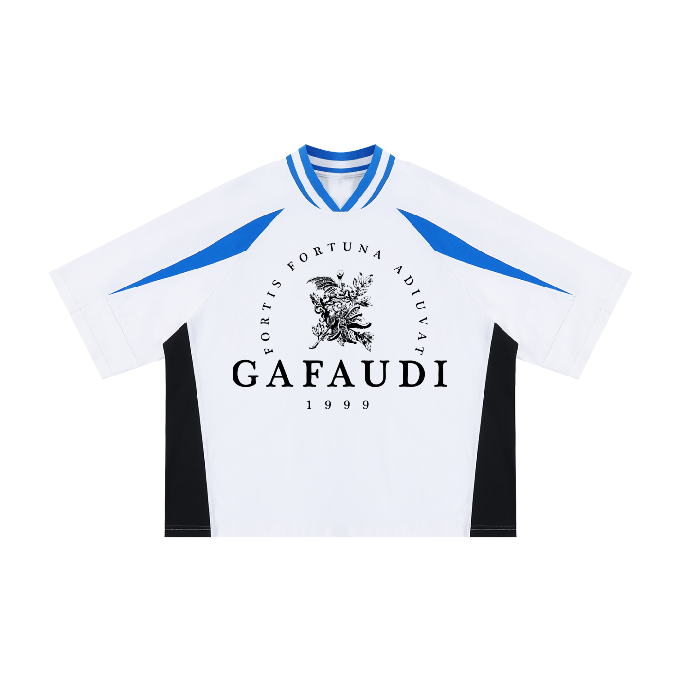 GAFAUDI Unisex Oversized Color Block V-Neck T-Shirt
