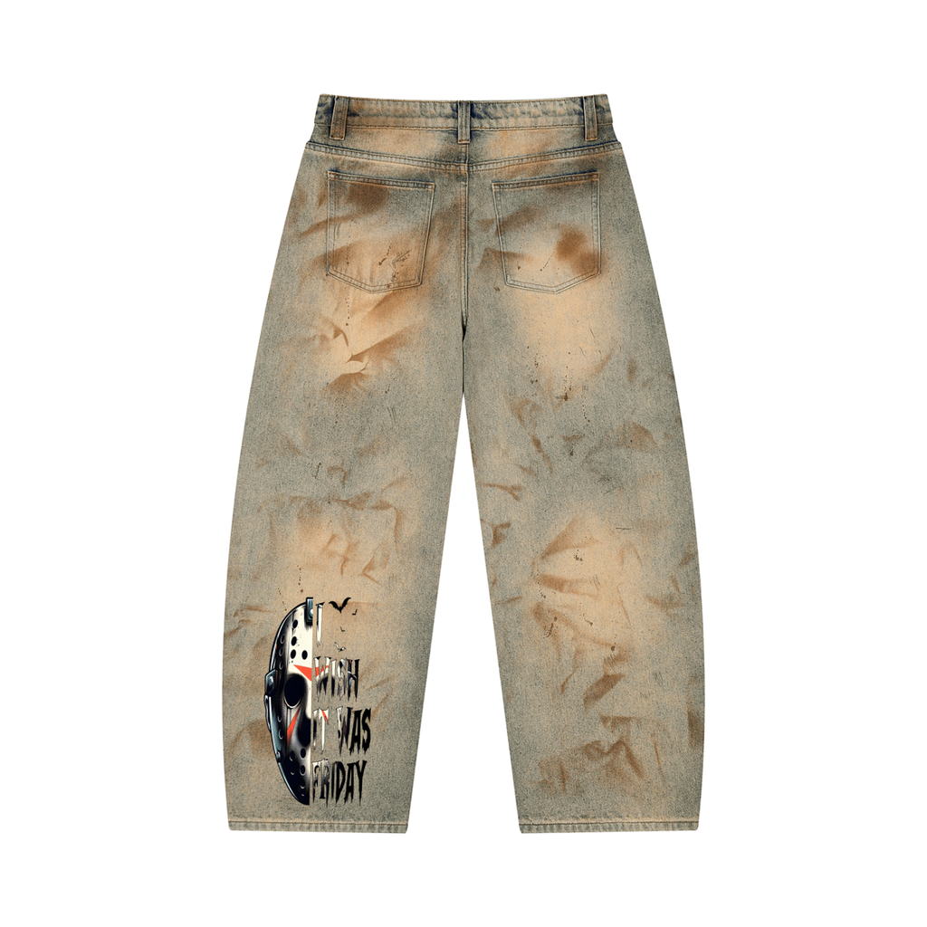 GAFAUDI Men’s Vintage Wash Barrel Leg Jeans