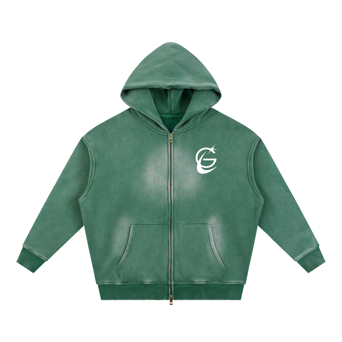 GAFAUDI "Stella Nova" Sunfade Two-way Zipper Boxy Fleece Hoodie