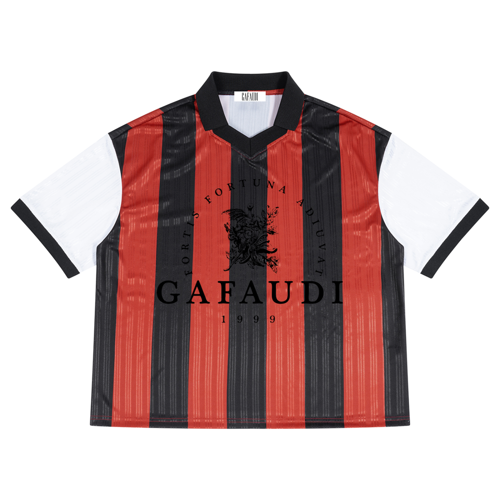 GAFAUDI Unisex Boxy Striped Collared Soccer Jersey