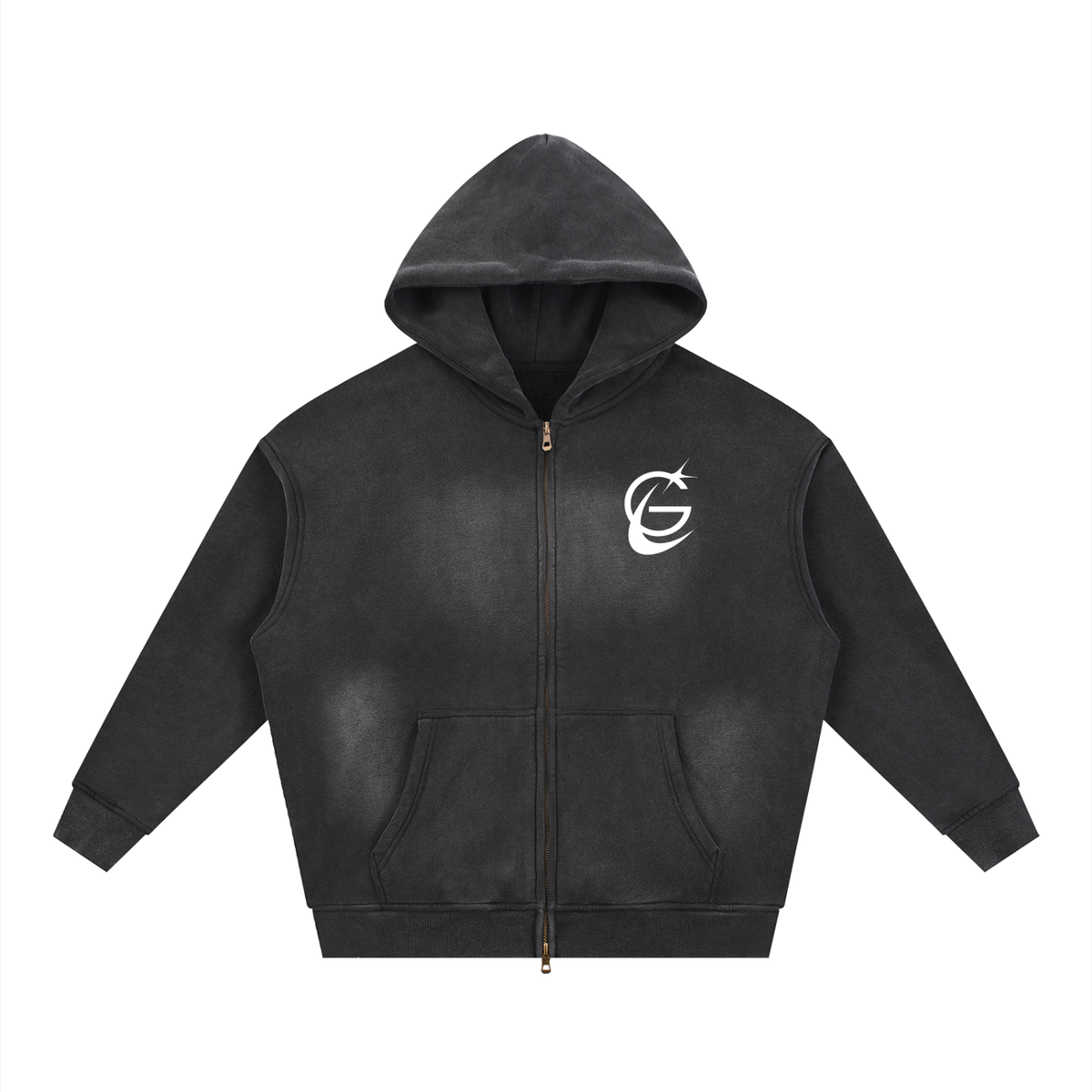 GAFAUDI "Stella Nova" Sunfade Two-way Zipper Boxy Fleece Hoodie