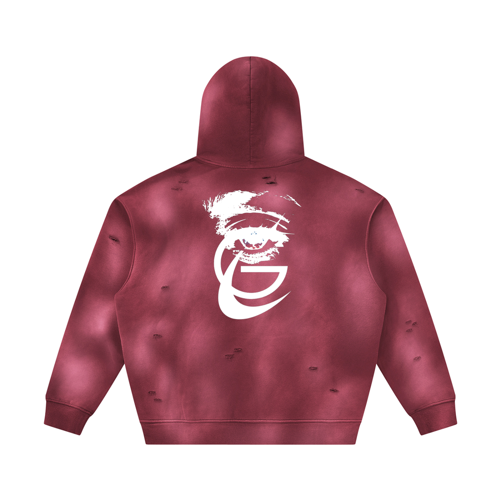 GAFAUDI Unisex Sunfade Frayed Fleece Hoodie