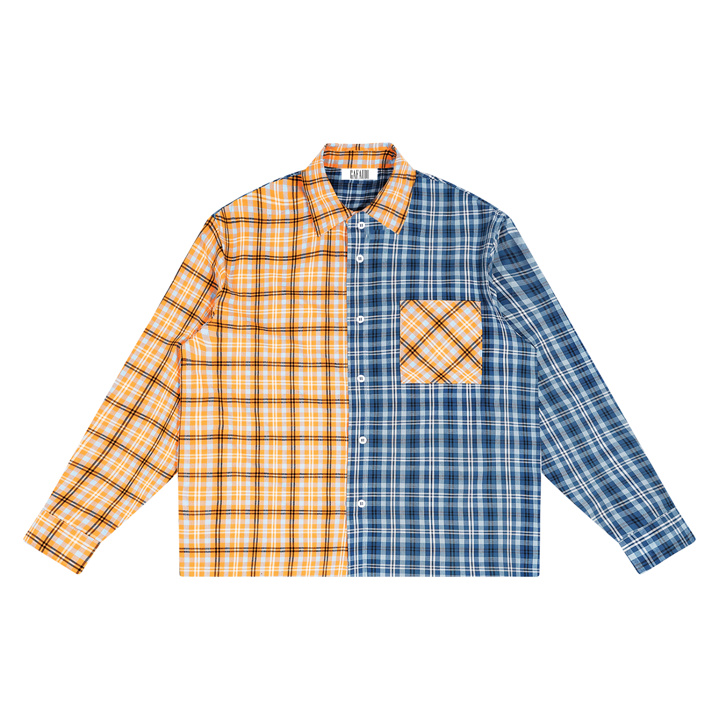 GAFAUDI Unisex Oversized Plaid Color Block Shirt