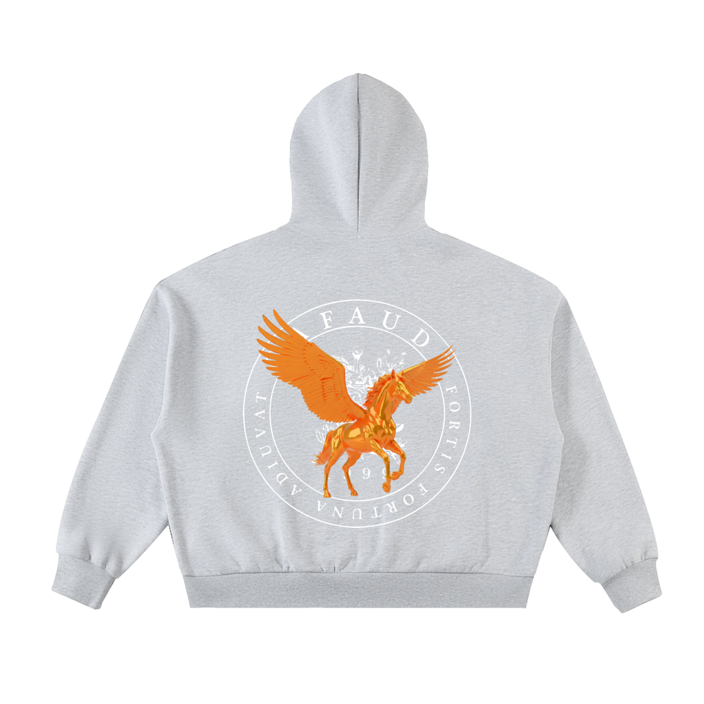 Fleeced Full-Zip Boxy Hoodie