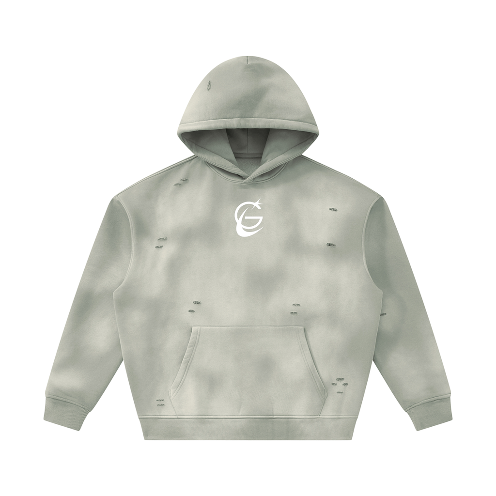 GAFAUDI Unisex Sunfade Frayed Fleece Hoodie