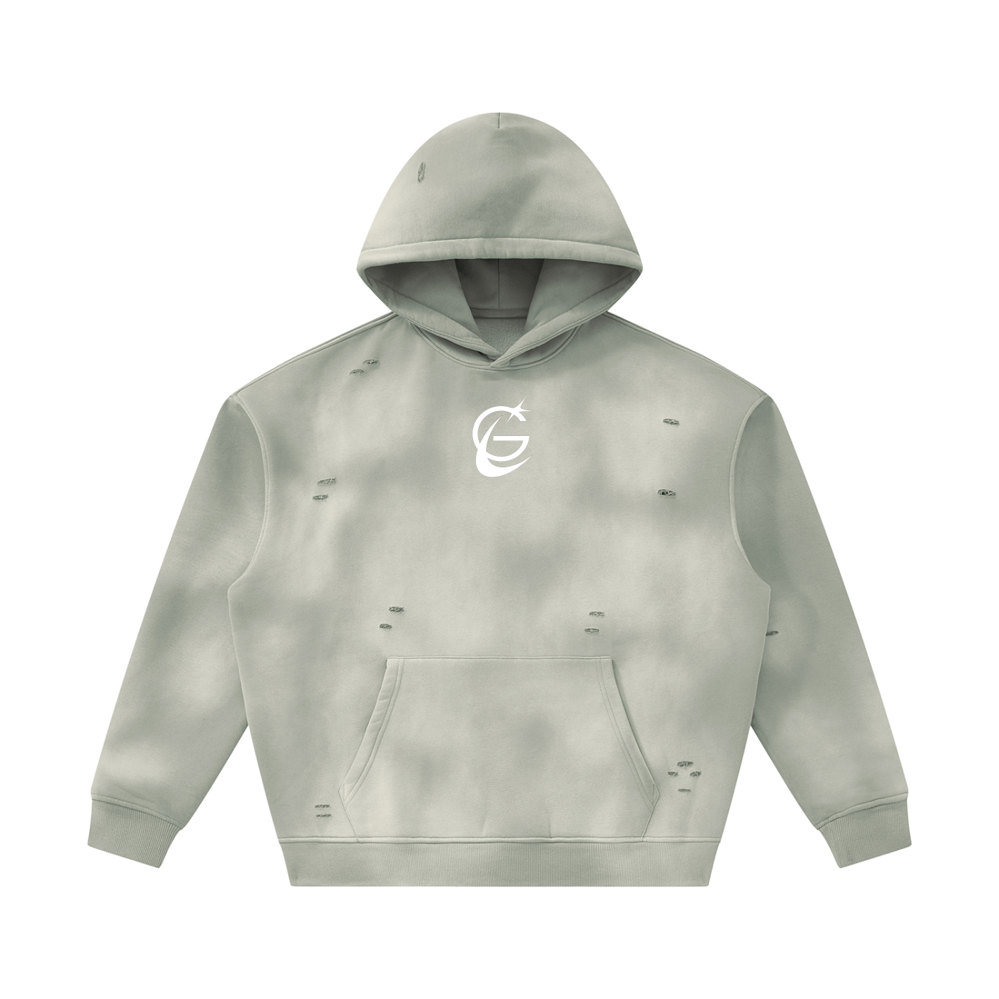 GAFAUDI Unisex Sunfade Frayed Fleece Hoodie