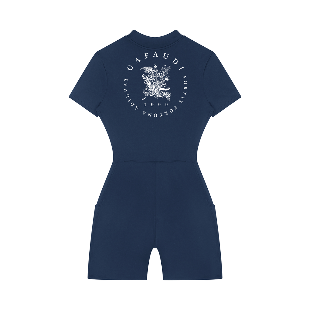 GAFAUDI Women's Quarter-Zip Short Sleeve Romper