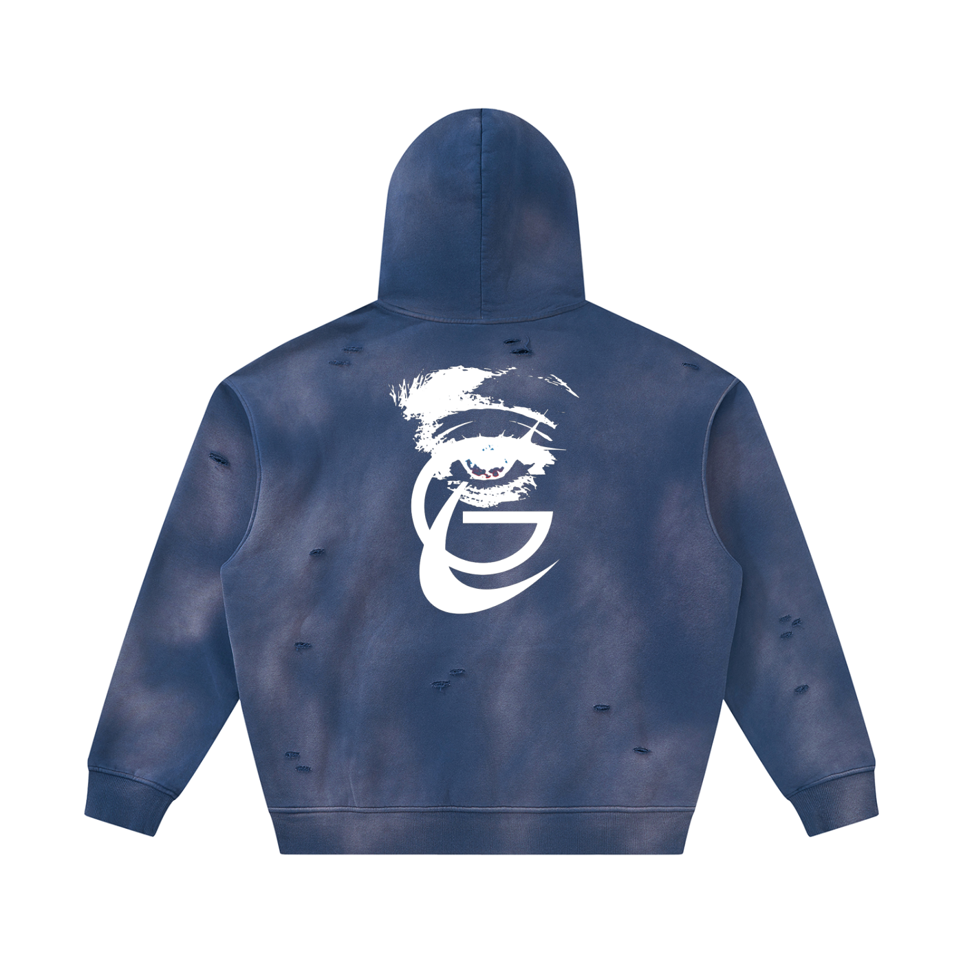 GAFAUDI Unisex Sunfade Frayed Fleece Hoodie