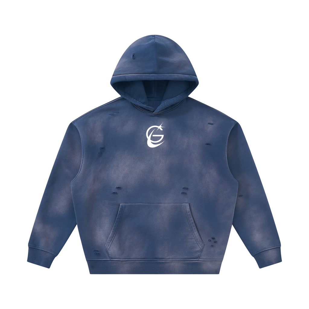 GAFAUDI Unisex Sunfade Frayed Fleece Hoodie