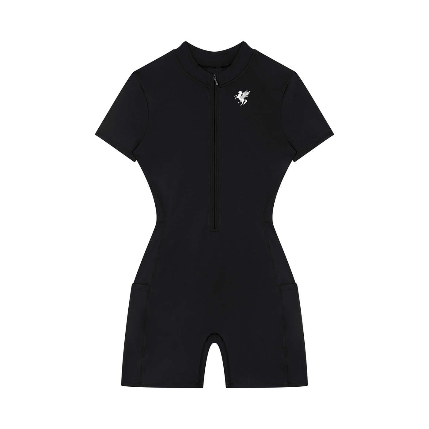 GAFAUDI Women's Quarter-Zip Short Sleeve Romper