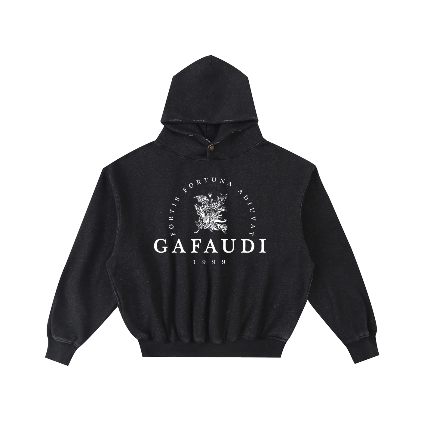GAFAUDI Frayed Enzyme Washed Fleece Hoodie