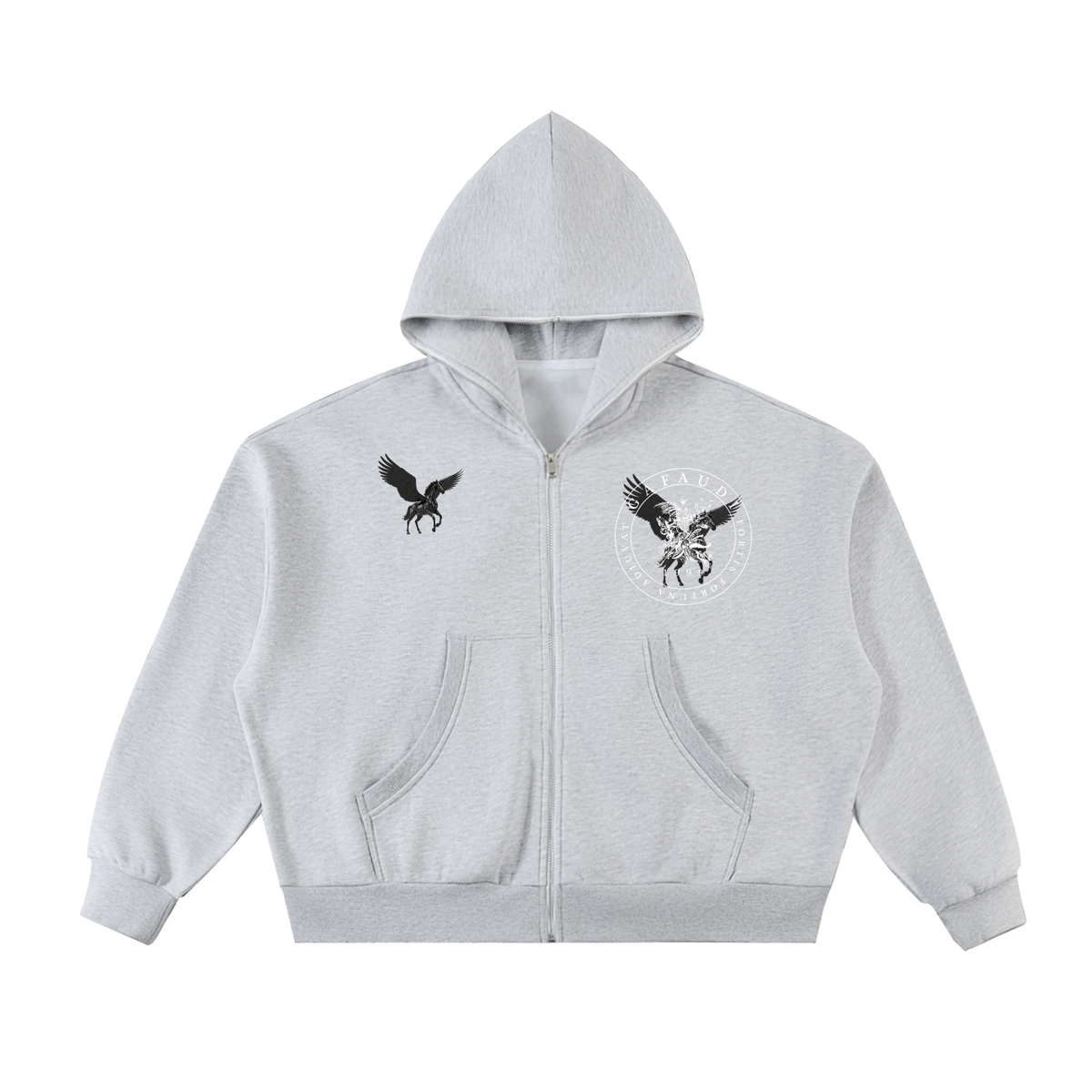 Fleeced Full-Zip Boxy Hoodie