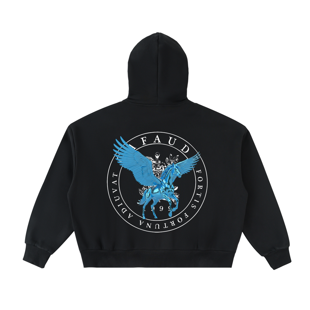 GAFAUDI ASCENSION - 'AZURE ROYALE' Fleeced Full-Zip Boxy Hoodie